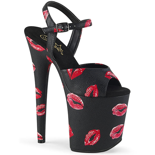 Pleaser Sandalias para mujer FLAMINGO-809kisses Blk Faux Cuero / Blk Faux Cuero