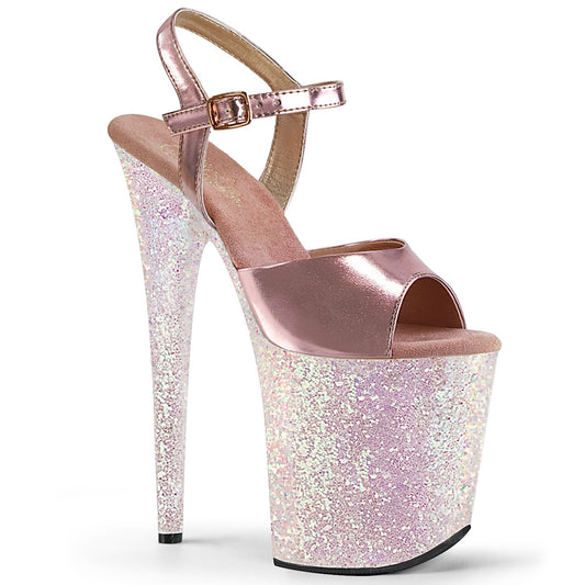 Pleaser Sandalias para mujer FLAMINGO-809lg oro rosa metálico PU / OPAL Multi brillo
