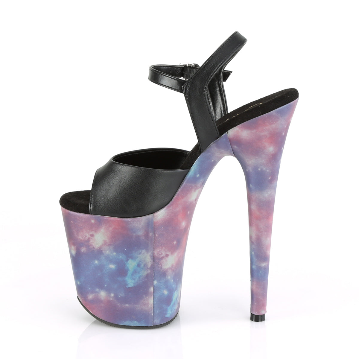 Pleaser Sandalias para mujer FLAMINGO-809REFL BLK FAUX CUERO / PURPLE-AZUL REFLECIO