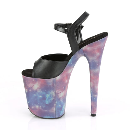 Pleaser Sandalias para mujer FLAMINGO-809REFL BLK FAUX CUERO / PURPLE-AZUL REFLECIO