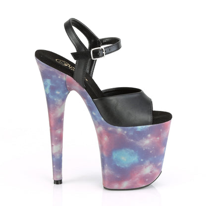 Pleaser Sandalias para mujer FLAMINGO-809REFL BLK FAUX CUERO / PURPLE-AZUL REFLECIO