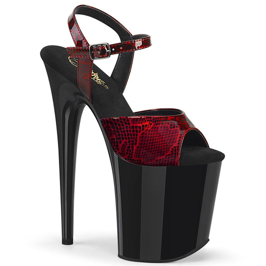 Pleaser Sandalias para mujer FLAMINGO-809SP Red Snake Print pat pat / blk