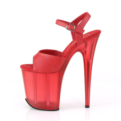 Pleaser Womens Sandals FLAMINGO-809T Red Faux Leather/Frosted Red