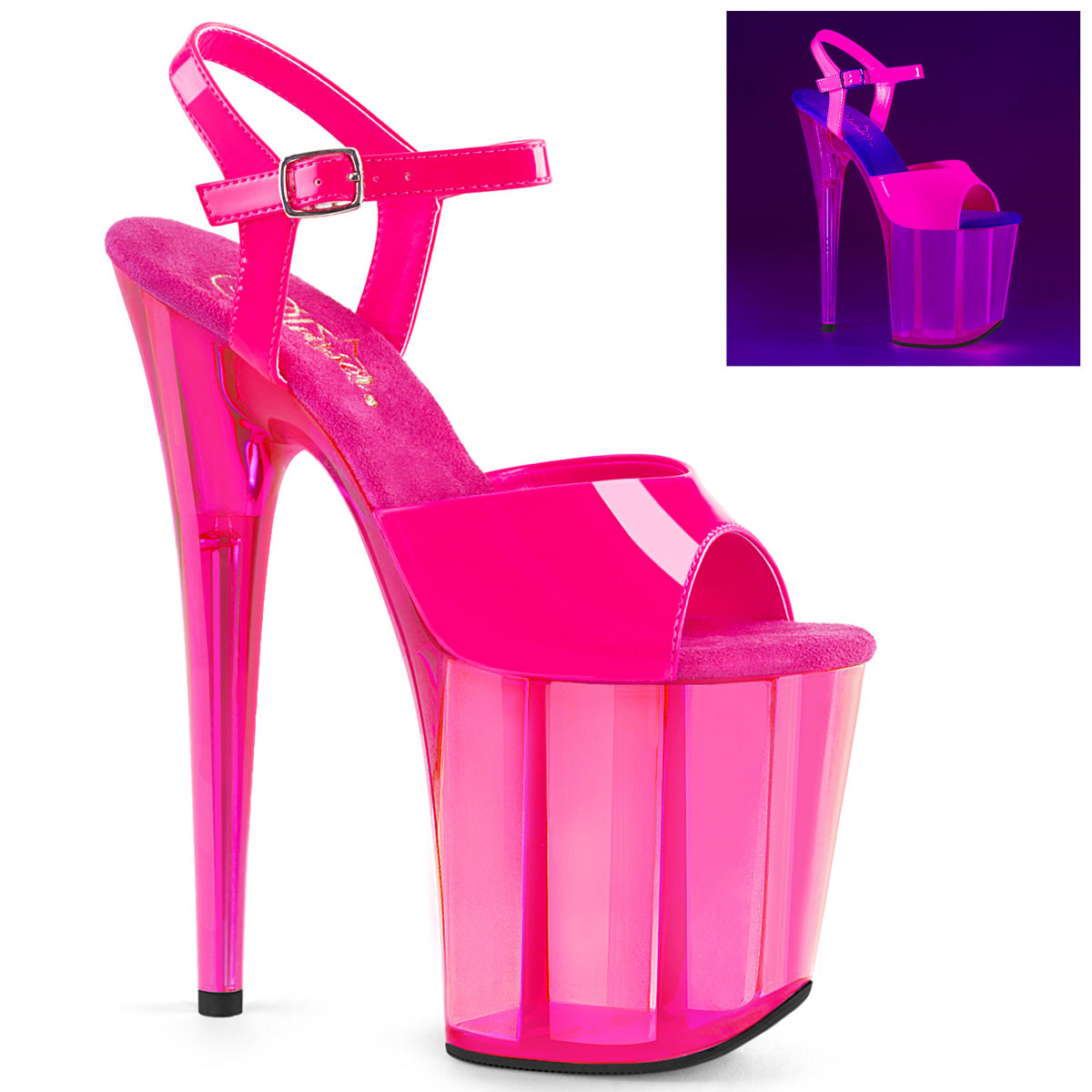 Pleaser Sandalias para mujer FLAMINGO-809uvt Neon H. Pat Rosa Pat / h. Rosa tintado