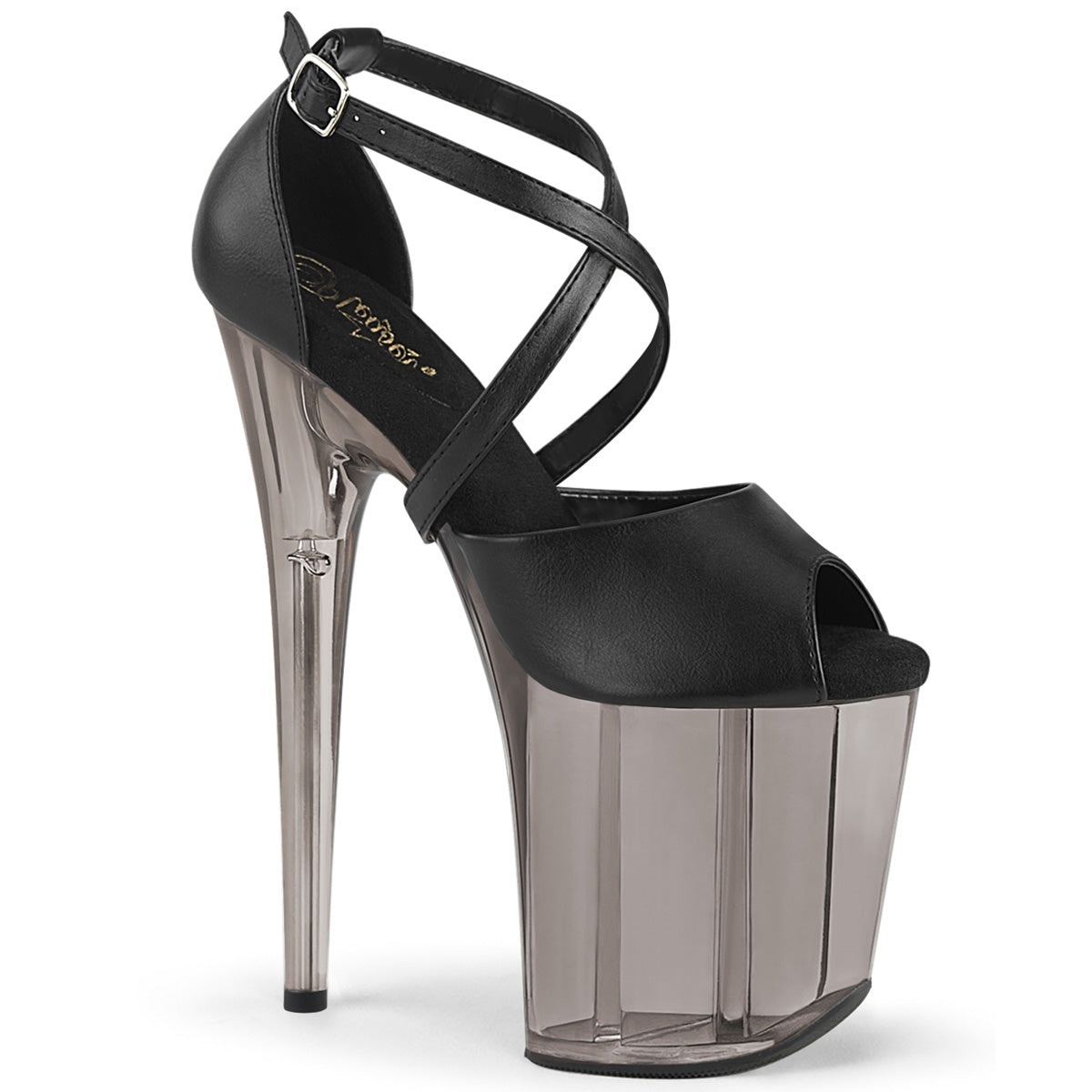 Pleaser Sandalias para mujer FLAMINGO-840T Blk Faux Cuero / Blk Mate