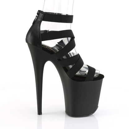 Pleaser Womens Sandals FLAMINGO-859 Blk Elastic Band-Faux Leather/Blk Matte