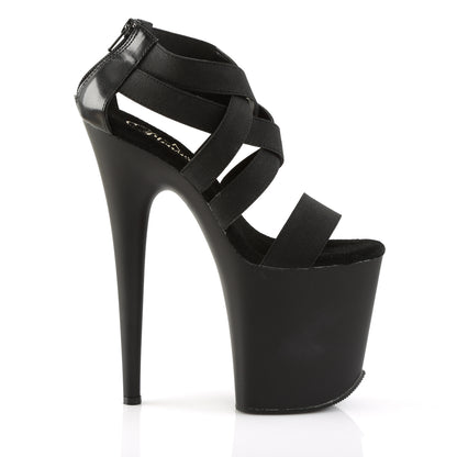 Pleaser Womens Sandals FLAMINGO-869 Blk Elastic Band-Faux Leather/Blk Matte