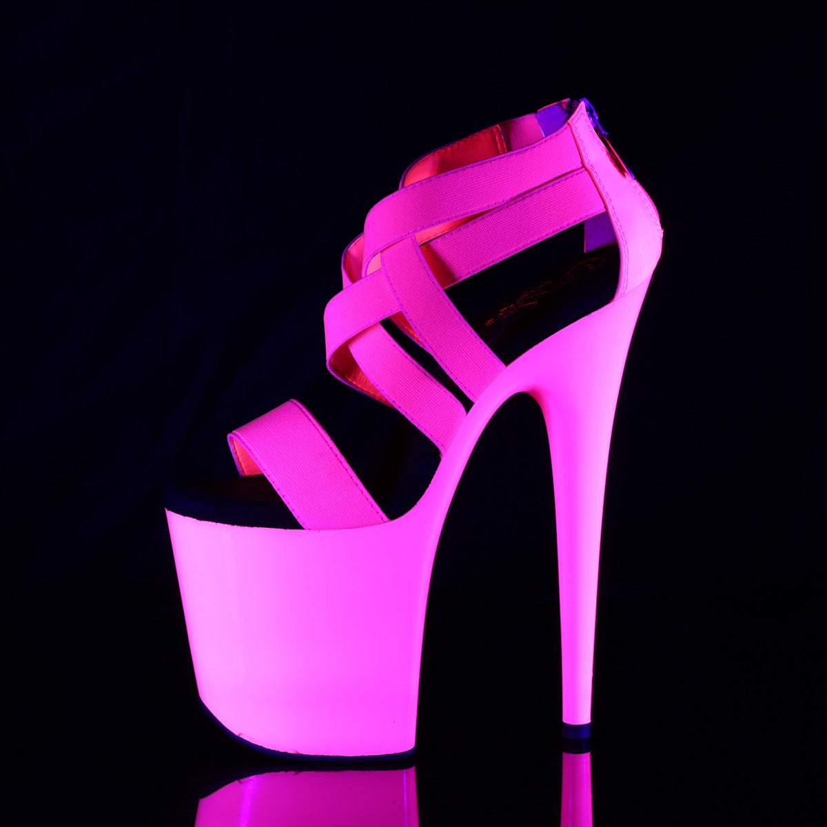 Pleaser Sandalias para mujer FLAMINGO-869V Neon H. Pink Elastic Band-Pat / Neon H. Pink