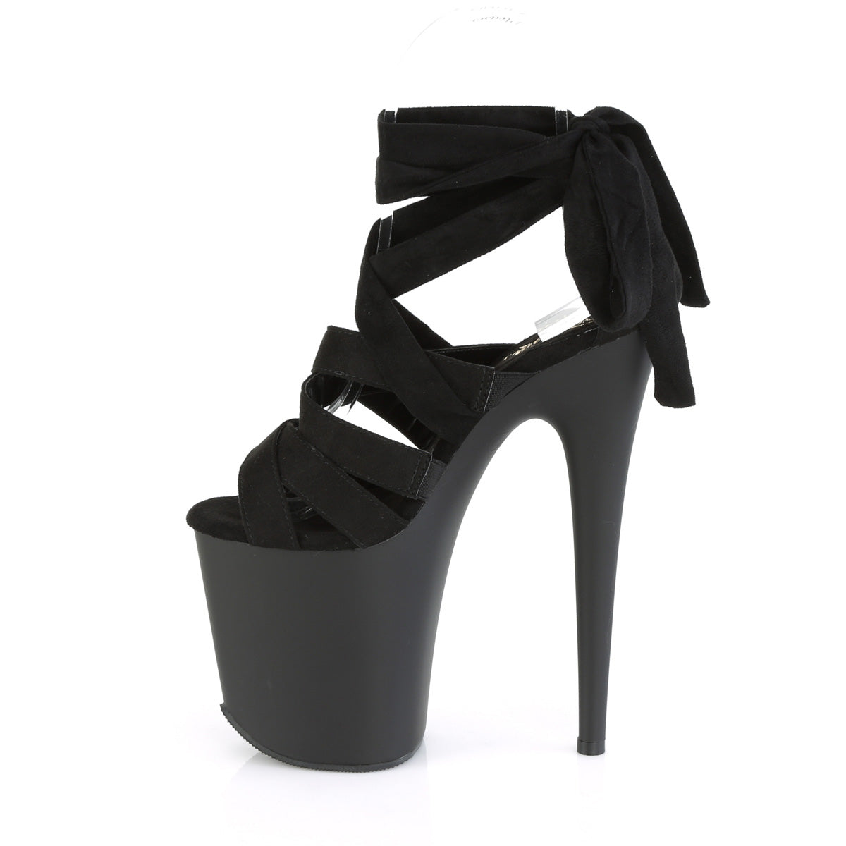 Pleaser Womens Sandals FLAMINGO-876 Blk Faux Suede/Blk Matte