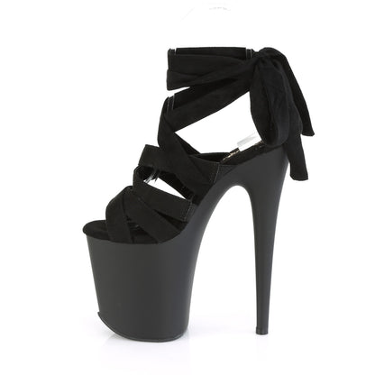 Pleaser Womens Sandals FLAMINGO-876 Blk Faux Suede/Blk Matte