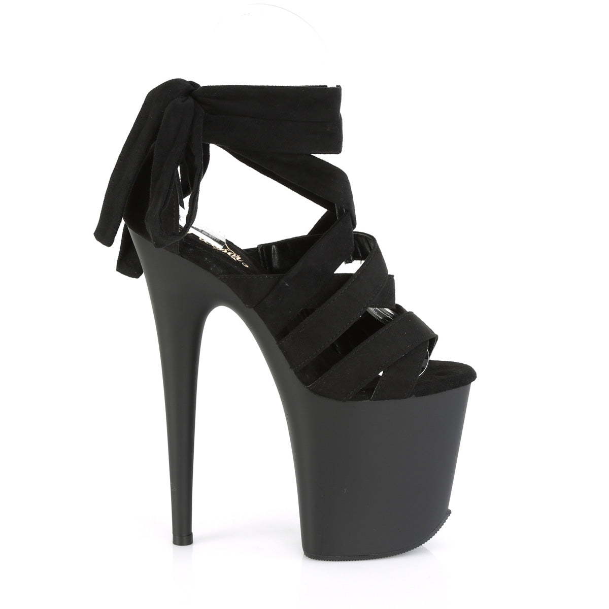 Pleaser Womens Sandals FLAMINGO-876 Blk Faux Suede/Blk Matte
