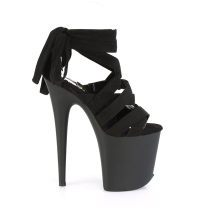 Pleaser Womens Sandals FLAMINGO-876 Blk Faux Suede/Blk Matte