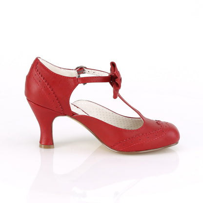 Pin Up Couture Bombas para mujer FLAPPER-11 Red Faux Cuero