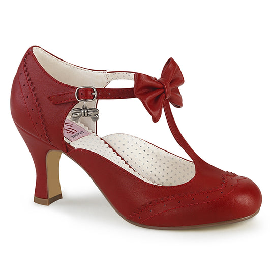 Pin Up Couture Bombas para mujer FLAPPER-11 Red Faux Cuero