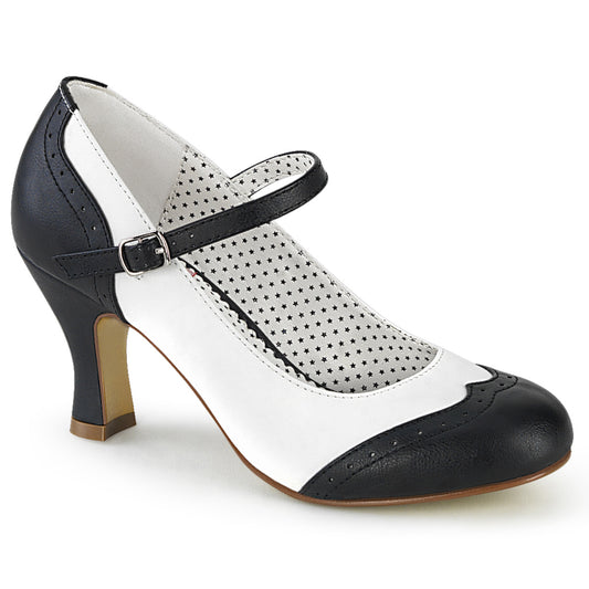 Pin Up Couture Bombas para mujer FLAPPER-25 BLK-WHT PU