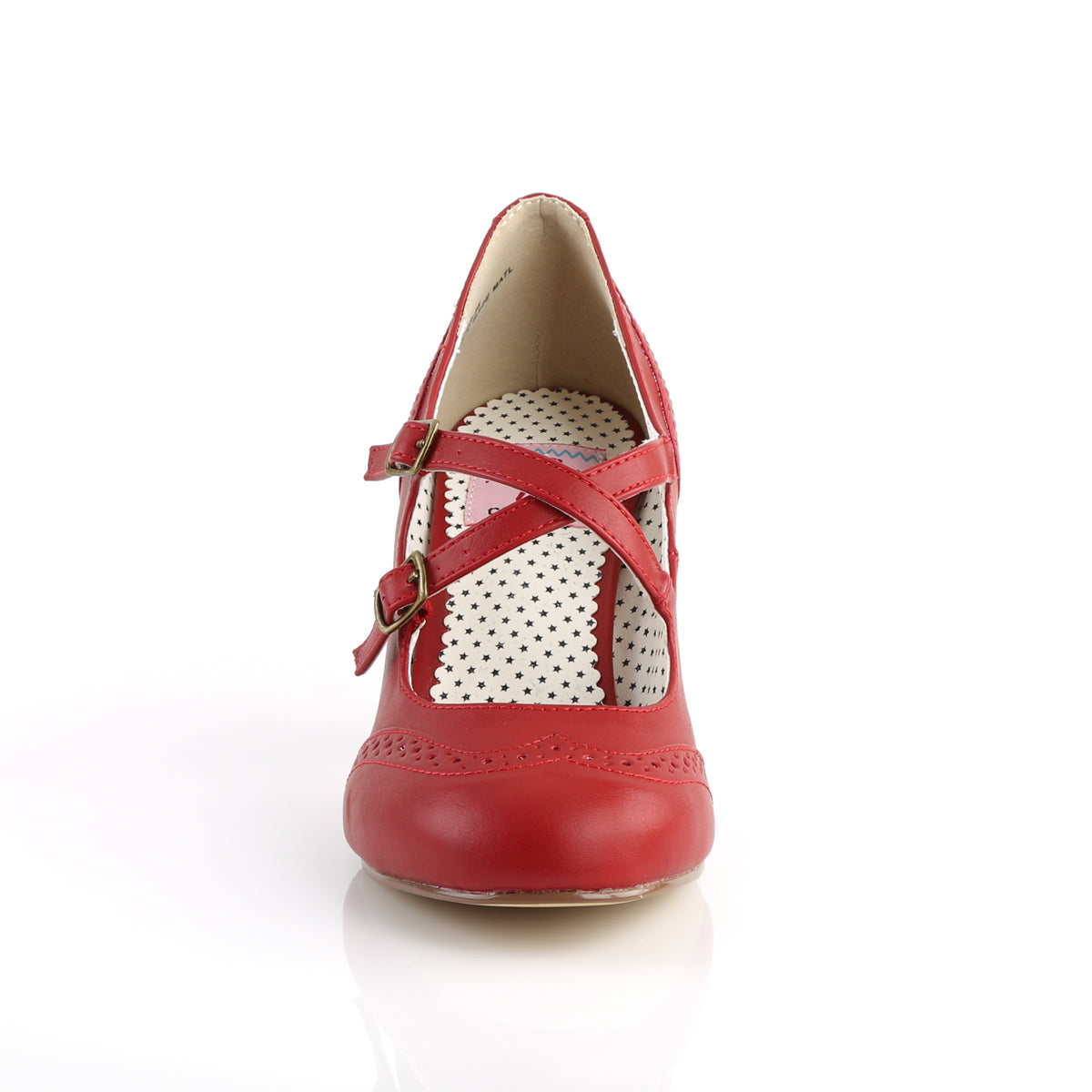 Pin Up Couture Bombas para mujer FLAPPER-35 Red Faux Cuero