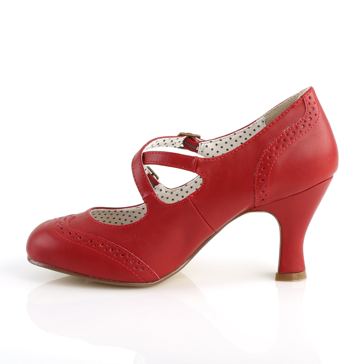 Pin Up Couture Bombas para mujer FLAPPER-35 Red Faux Cuero