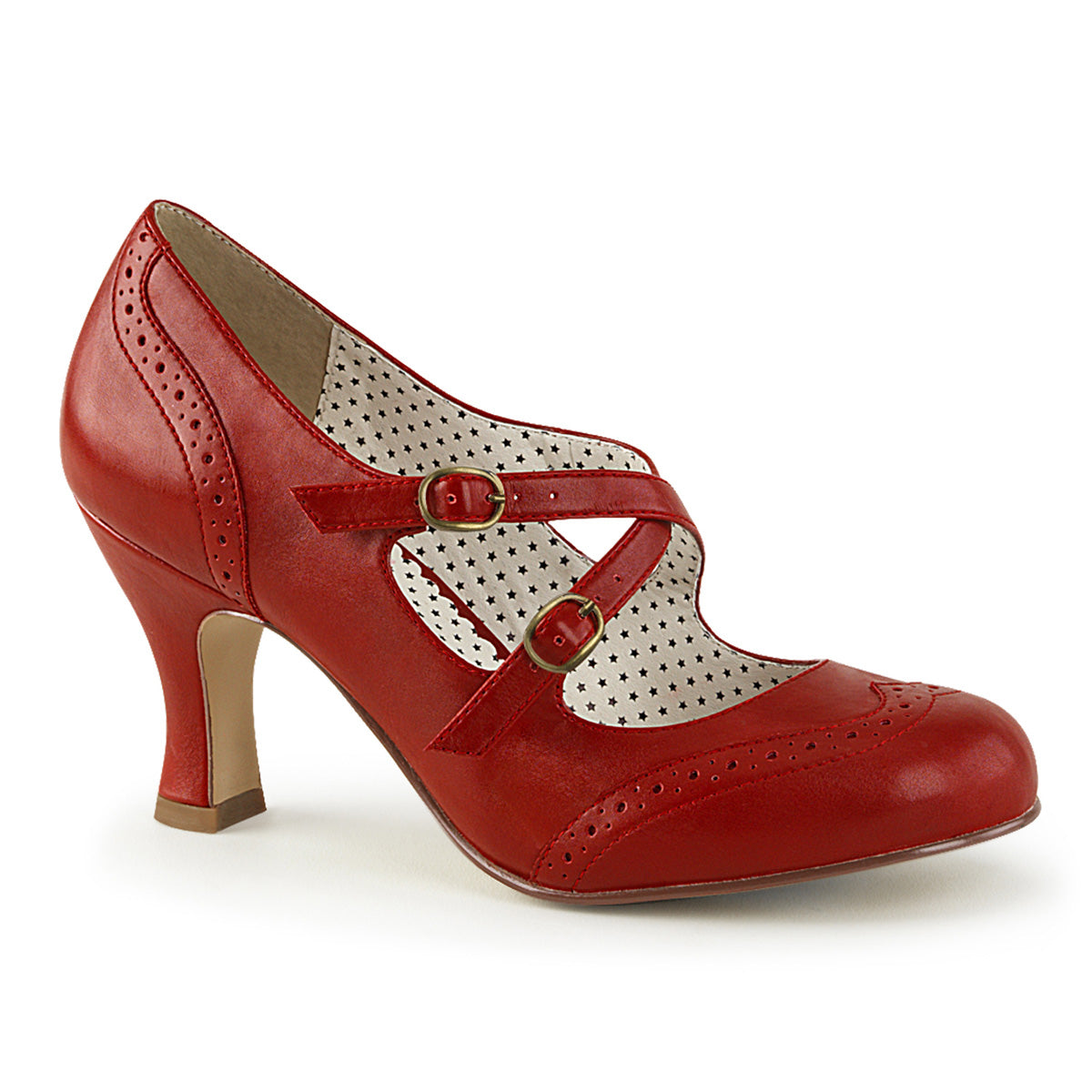 Pin Up Couture Bombas para mujer FLAPPER-35 Red Faux Cuero