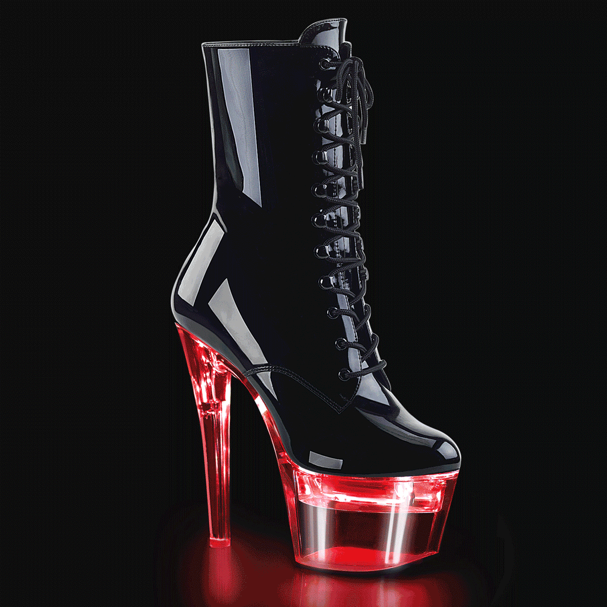 Pleaser Botas de tobillo para mujer FLASHDANCE-1020-7 BLK PAT / CLR