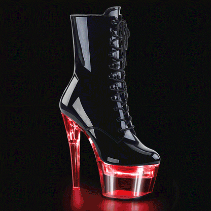 Pleaser Botas de tobillo para mujer FLASHDANCE-1020-7 BLK PAT / CLR