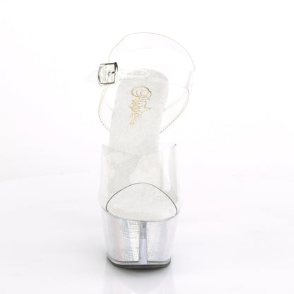 Pleaser Womens Sandals FLASHDANCE-608CH Clr/Slv Hologram