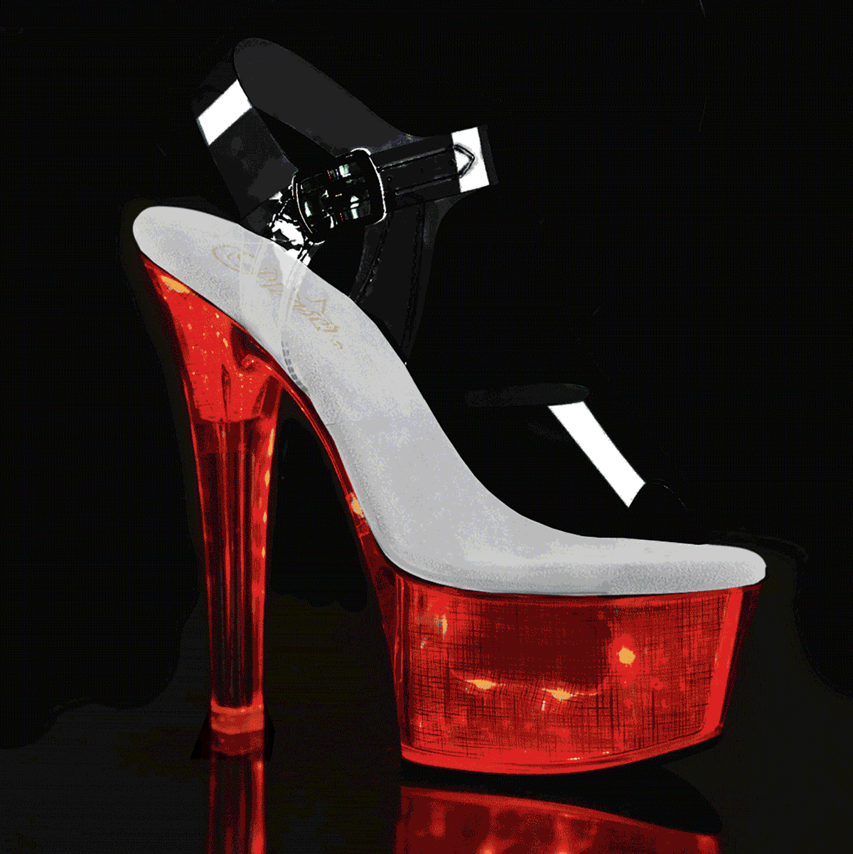 Pleaser Womens Sandals FLASHDANCE-608CH Clr/Slv Hologram