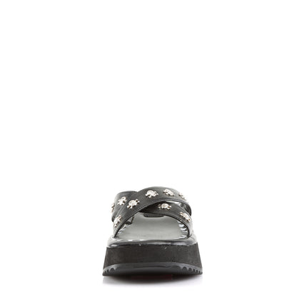 DemoniaCult Sandalias para mujeres FLIP-05 BLK de cuero vegano