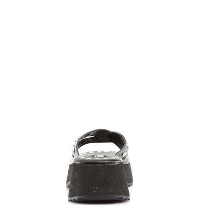 DemoniaCult Sandalias para mujeres FLIP-05 BLK de cuero vegano