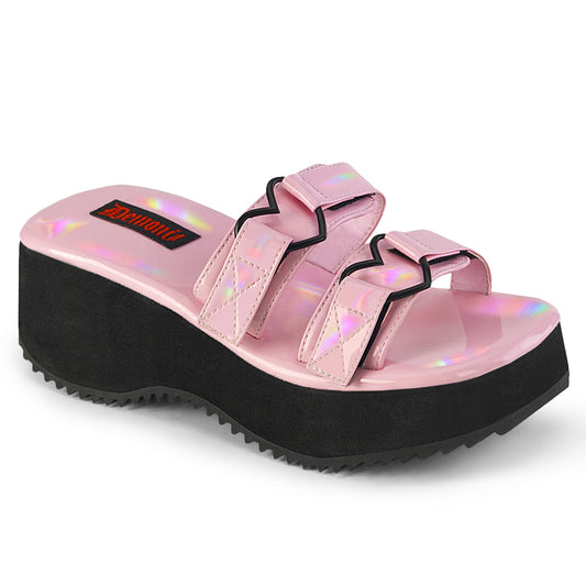 DemoniaCult  Sandalias FLIP-12 B. Pink Holo Pat