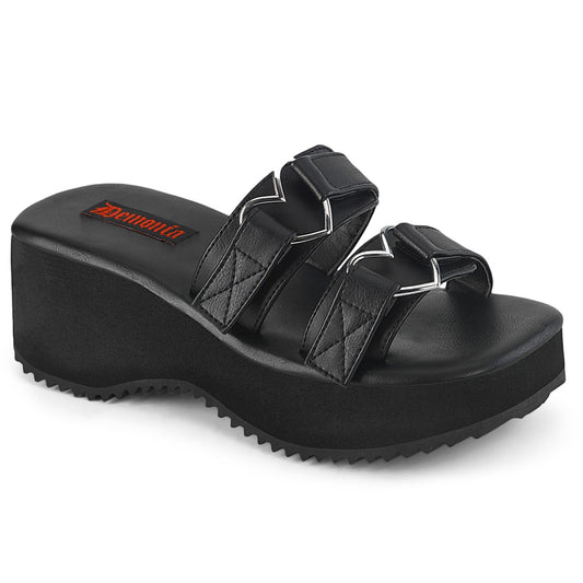 DemoniaCult  Sandalias FLIP-12 BLK de cuero vegano