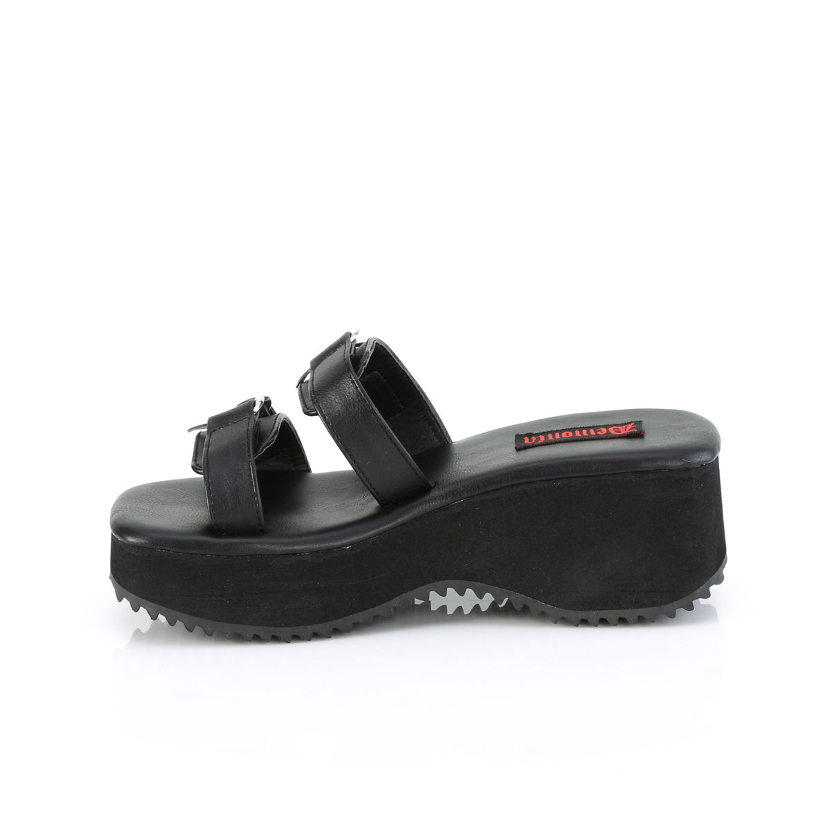 DemoniaCult  Sandalias FLIP-12 BLK de cuero vegano