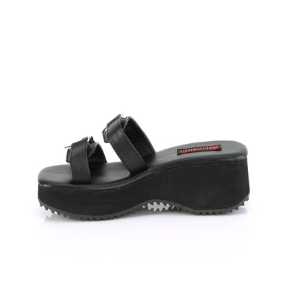 DemoniaCult  Sandalias FLIP-12 BLK de cuero vegano