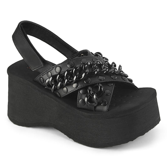 DemoniaCult  Sandalias FUNN-12 BLK de cuero vegano