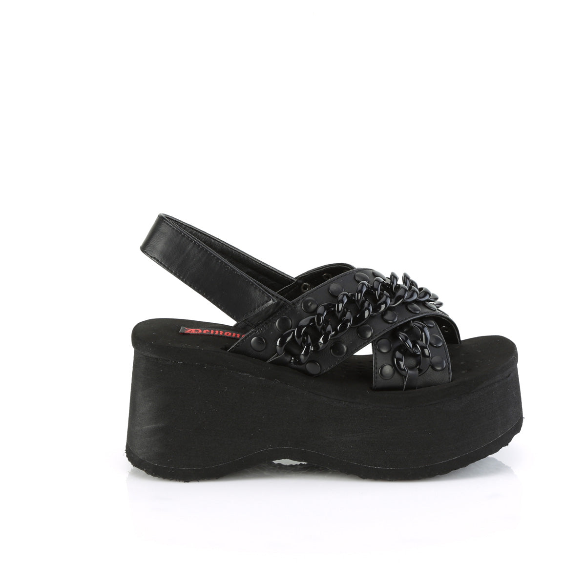 DemoniaCult  Sandalias FUNN-12 BLK de cuero vegano