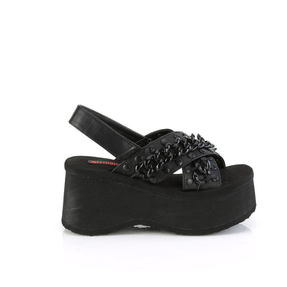 DemoniaCult  Sandalias FUNN-12 BLK de cuero vegano