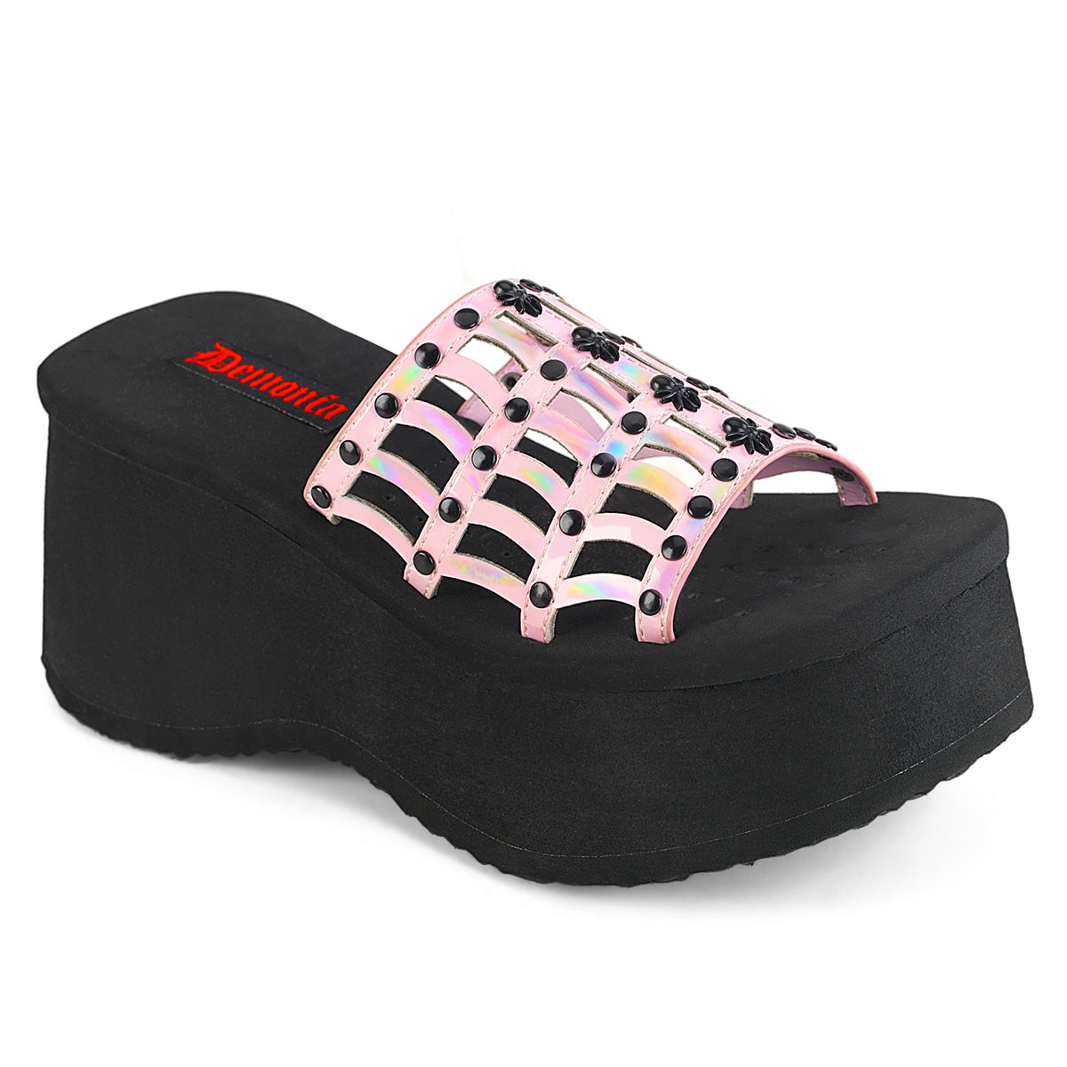 DemoniaCult  Sandalias FUNN-13 B. Pink Holo Pat