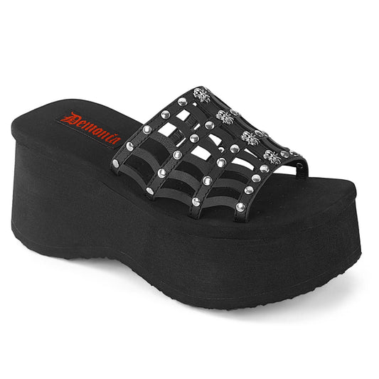 DemoniaCult  Sandalias FUNN-13 BLK de cuero vegano