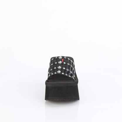 DemoniaCult  Sandalias FUNN-13 BLK de cuero vegano