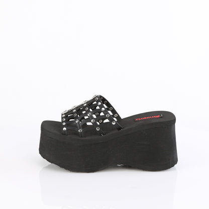 DemoniaCult  Sandalias FUNN-13 BLK de cuero vegano