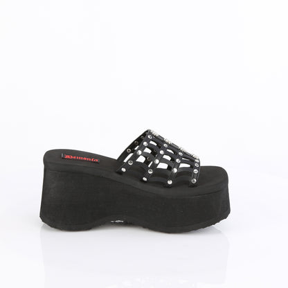 DemoniaCult  Sandalias FUNN-13 BLK de cuero vegano