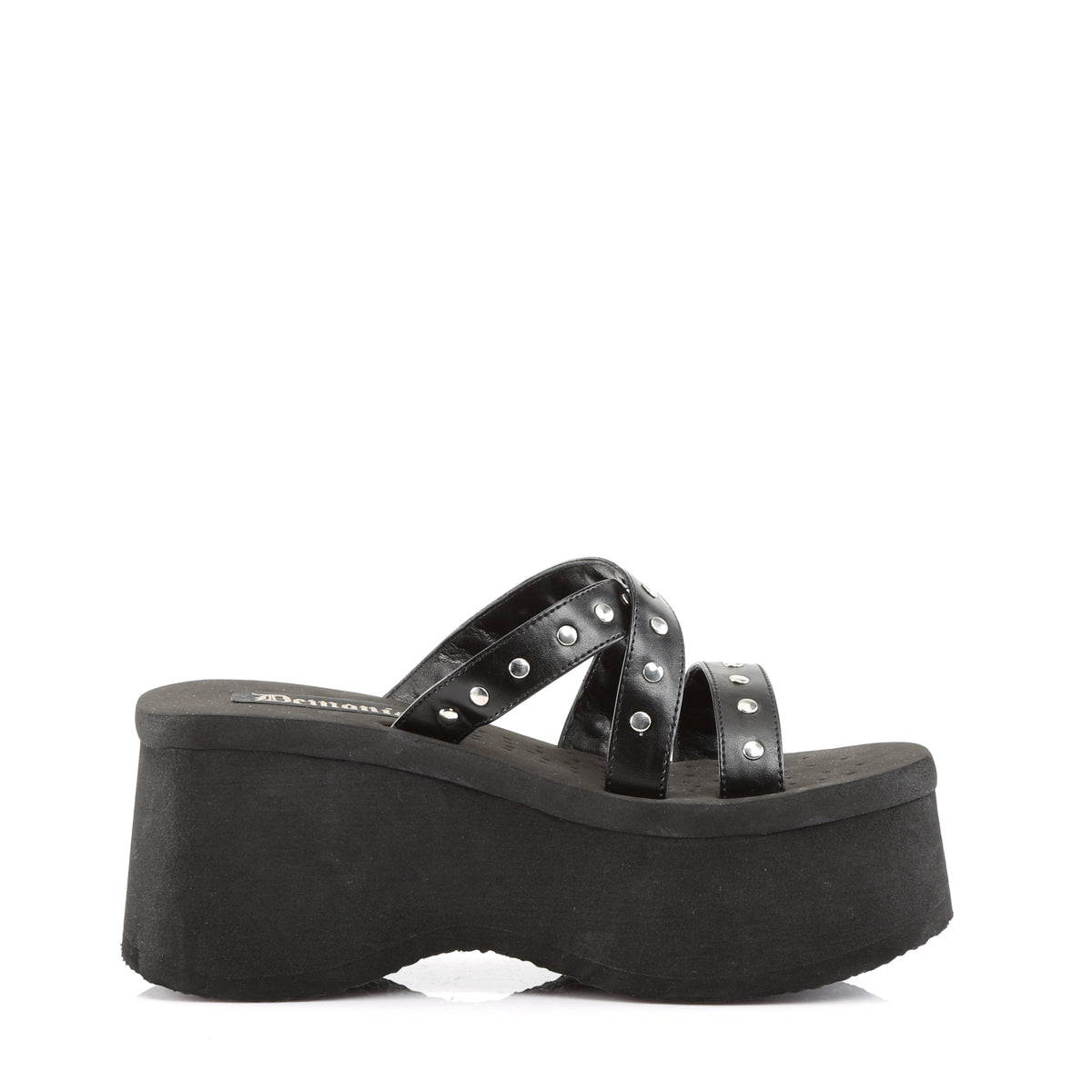 DemoniaCult Womens Sandals FUNN-19 Blk Vegan Leather