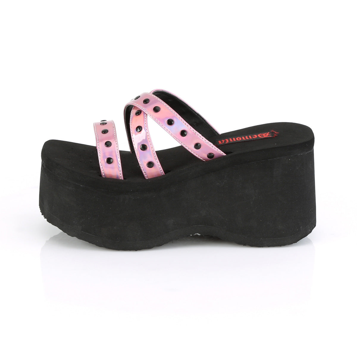 DemoniaCult Sandalias para mujeres FUNN-19 Holograma rosa
