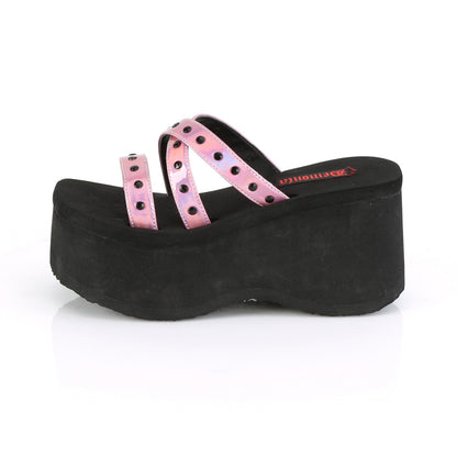 DemoniaCult Sandalias para mujeres FUNN-19 Holograma rosa