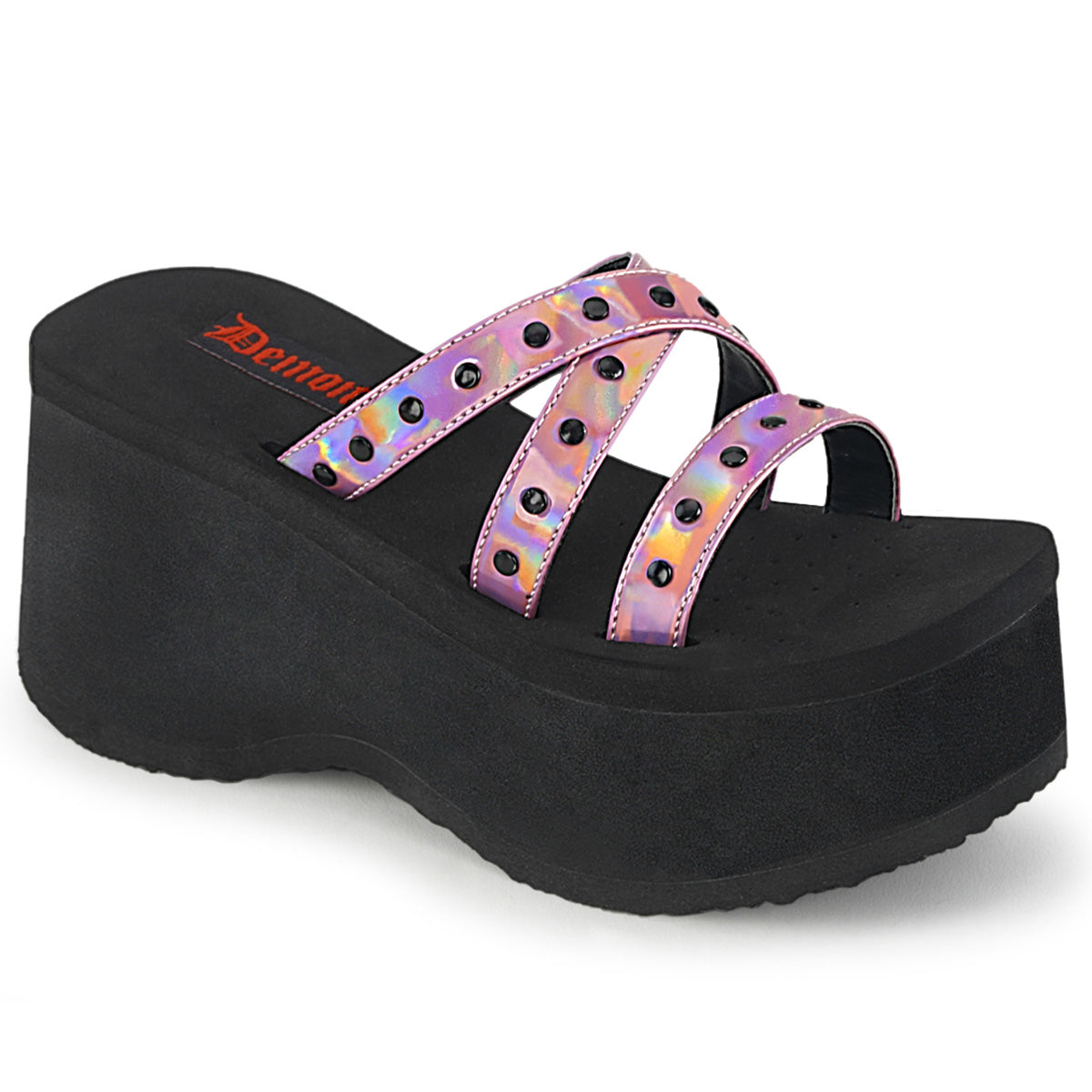 DemoniaCult Sandalias para mujeres FUNN-19 Holograma rosa
