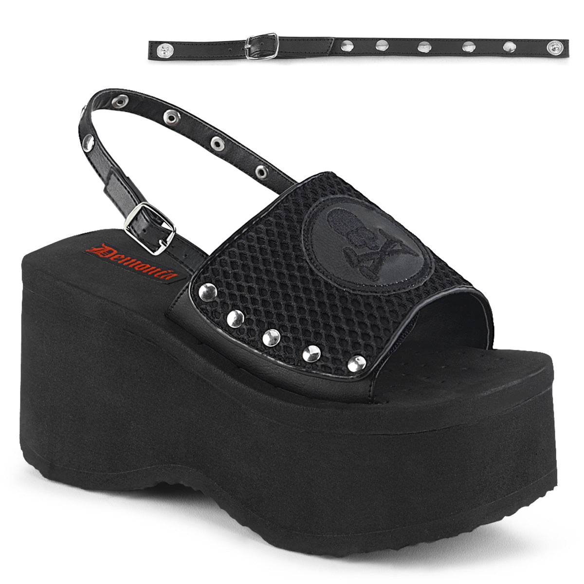 DemoniaCult Sandalias para mujeres FUNN-32 BLK FESHNETNET-VEGAN LOOO