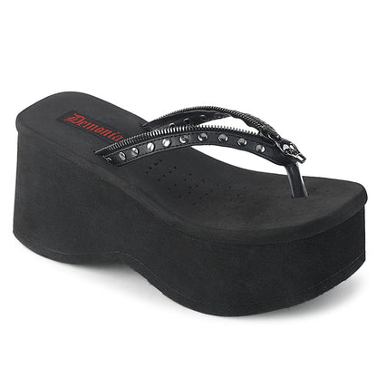 DemoniaCult Sandalias para mujeres FUNN-33 BLK de cuero vegano