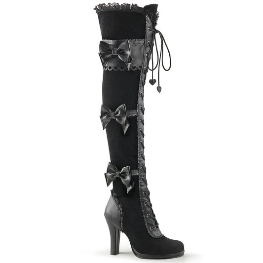 DemoniaCult Botas de mujer GLAM-300 BLK Vegan Vel-Velvet