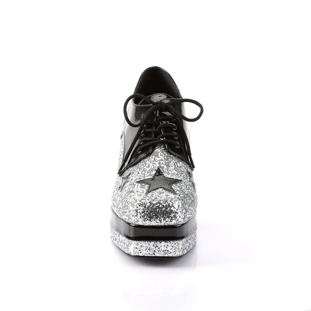 Funtasma Zapato de hombre bajo GLAMROCK-02 BLK PAT-SLV GLTR