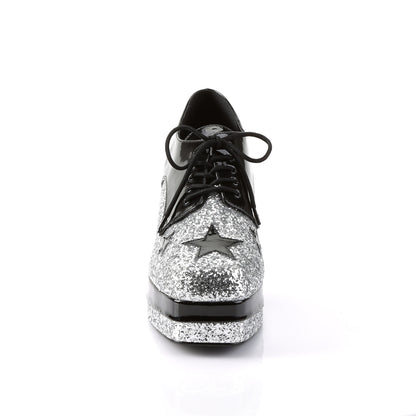 Funtasma Zapato de hombre bajo GLAMROCK-02 BLK PAT-SLV GLTR