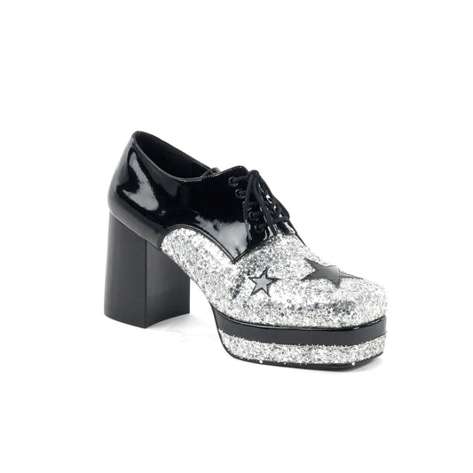 Funtasma Zapato de hombre bajo GLAMROCK-02 BLK PAT-SLV GLTR